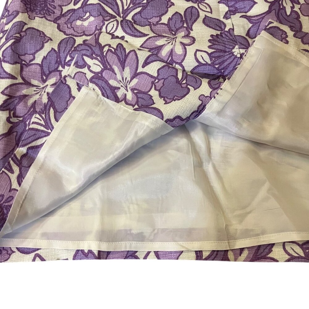 Ann Taylor LOFT Skirt Womens 8 NEW Purple Floral Linen Blend Lined - Picture 5 of 15